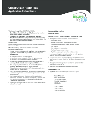 Global Citizen Health Plan Application