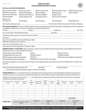 Utah Lifeline Assistance Program Application