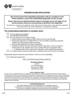 Dental Credentialing Application