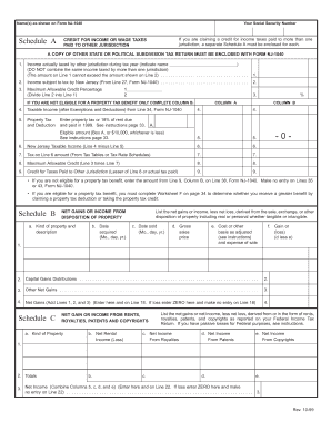 New Jersey Schedule A and B for Income Tax