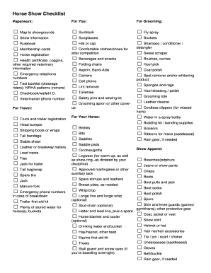 Fillable Online Horse Show Checklist - HorseChannel Fax Email Print ...