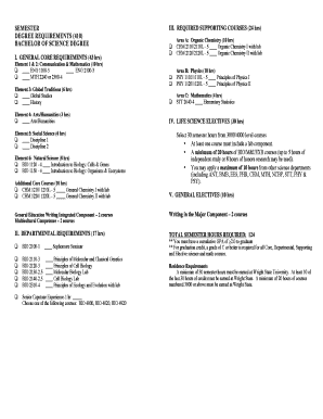 Bachelor of Science Degree Requirements