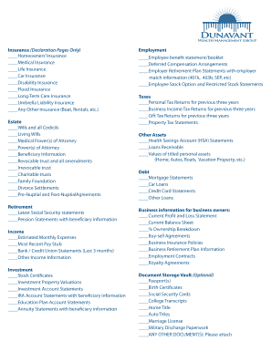 Family Wealth Analysis Form