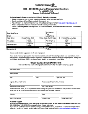 Maui Airport Transportation Order Form