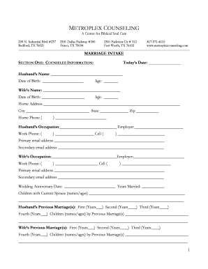 Marriage Intake Form