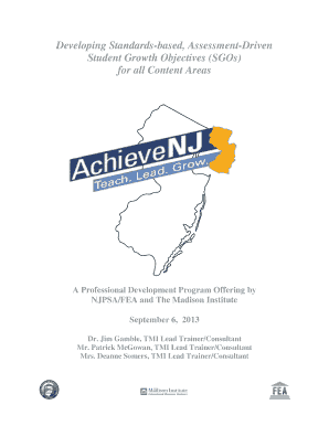 Student Growth Objectives (SGOs) Professional Development