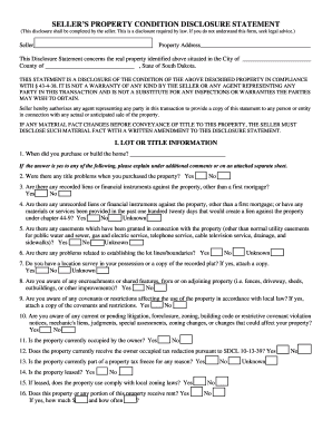 Seller’s Property Condition Disclosure Statement