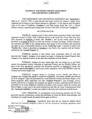 Assumption of lease agreement - CONTRACT AND PERMIT RIGHTS ASSIGNMENT AND ASSUMPTION AGREEMENT - cvapps chulavistaca