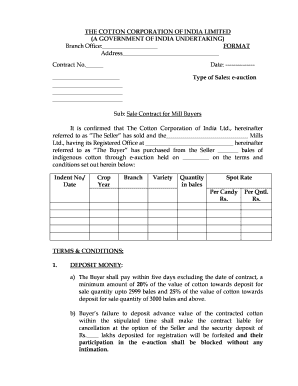 Cotton Sale Contract for Mill Buyers