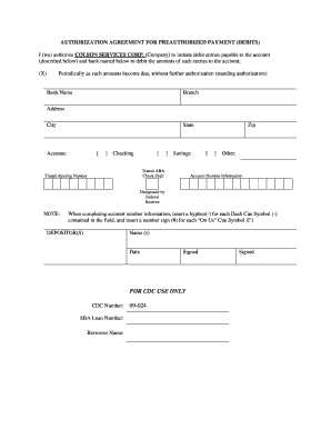 Authorization Agreement for Preauthorized Debits