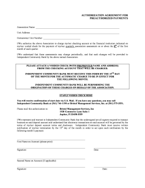 Authorization Agreement for Preauthorized Payments