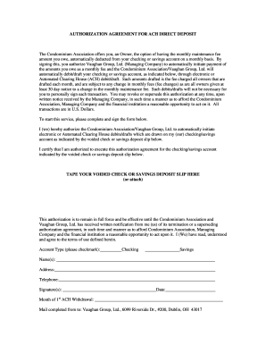 ACH Direct Deposit Authorization Agreement