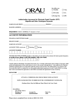 Authorization Agreement for Electronic Funds Transfer