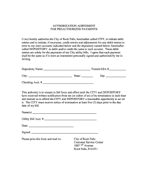 Authorization Agreement for Preauthorized Payments