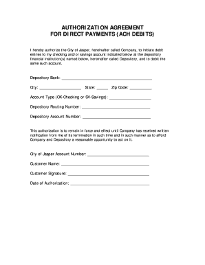 Authorization Agreement for Direct Payments (ACH Debits)