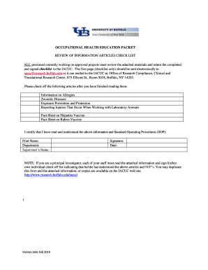 Occupational Health Education Packet