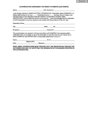 ACH Debit Authorization Agreement