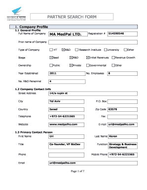 Partner Search Form