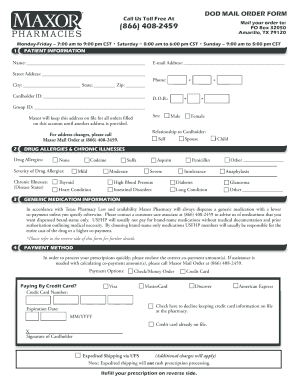 DOD Mail Order Form