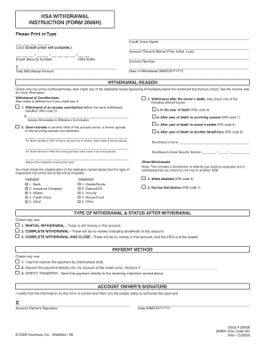 HSA Withdrawal Instruction Form 2606H