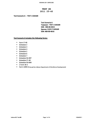 2011 Indiana IT-40 Individual Income Tax Return