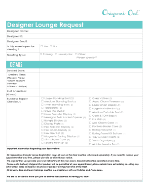 Designer Lounge Request Form