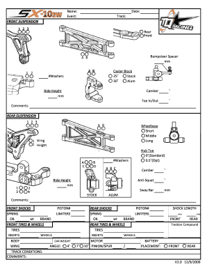 RC Car Suspension Setup Sheet