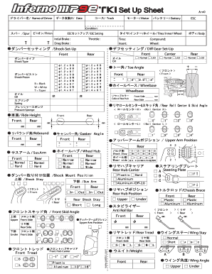 RC Car Setup Sheet