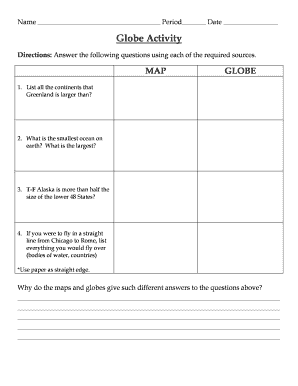 Globe Activity Worksheet