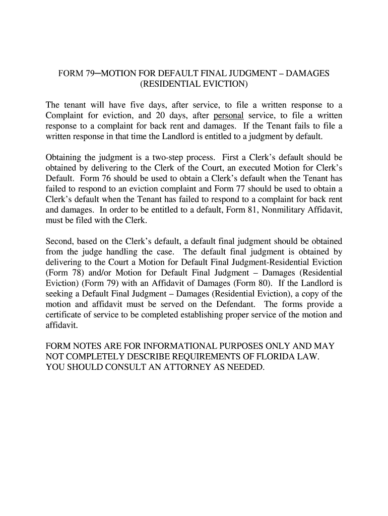 Fillable Online FORM 79MOTION FOR DEFAULT FINAL JUDGMENT DAMAGES Fax