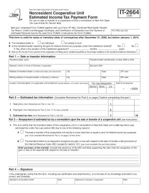 New York Nonresident Cooperative Unit Estimated Income Tax Form