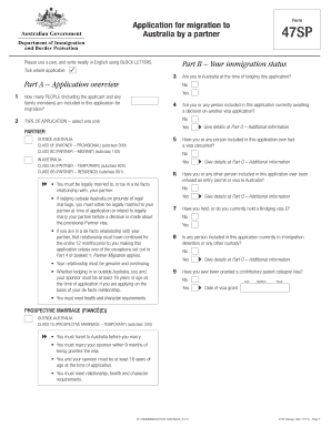 Australia Partner Visa Application Form 47SP