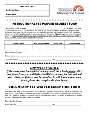 Instructional Fee Waiver Request Form