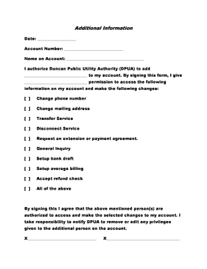 ADDITIONAL INFORMATION FORM - Duncan Oklahoma