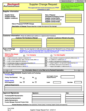 Supplier Change Request Form