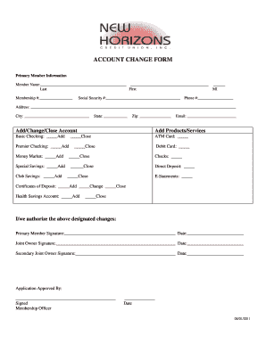 Bank Account Change Form