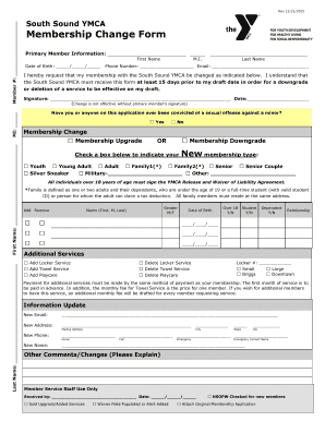 South Sound YMCA Membership Change Form