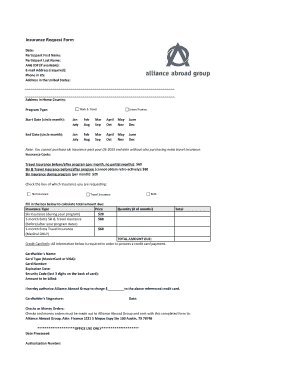 Insurance Request Form - participantsallianceabroadcom
