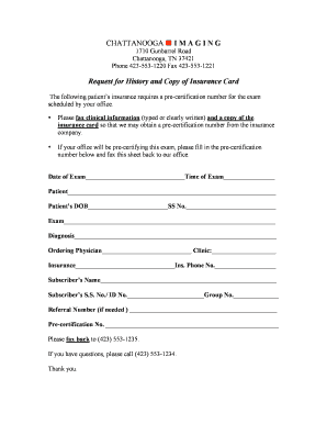 Request for Insurance Pre-Certification