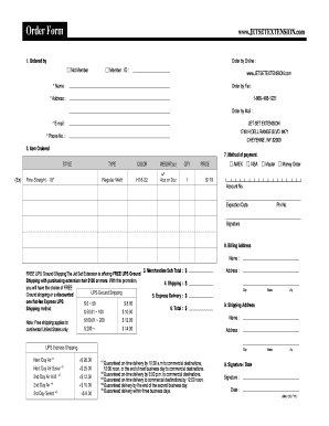 Jet Set Extension Order Form