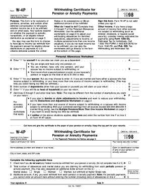 Form W-4P Withholding Certificate