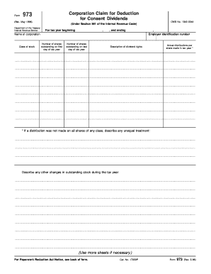 IRS Form 973 for Consent Dividends
