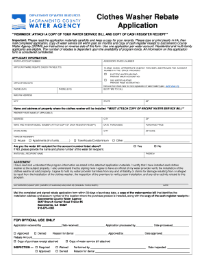 Clothes Washer Rebate Application