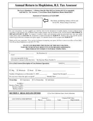 Rhode Island Annual Return for Taxable Property