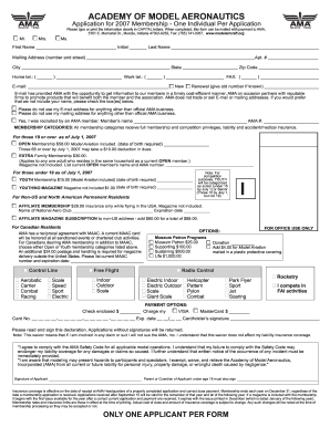 Academy of Model Aeronautics Membership Application