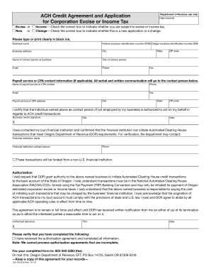 Oregon ACH Credit Agreement and Application