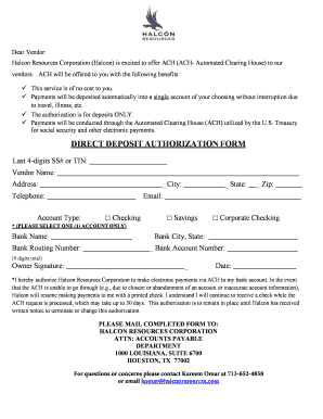 Direct Deposit Authorization Form