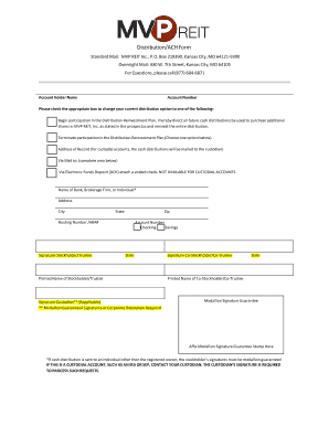 Distribution Reinvestment Plan Form
