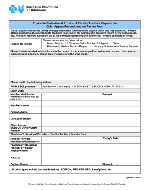 Physician Claim Appeal Form