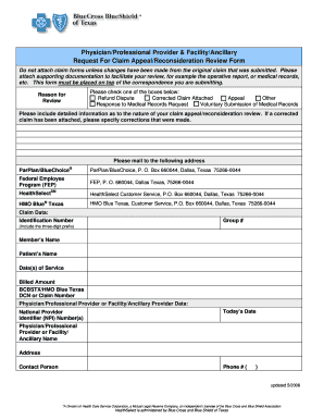 Physician Claim Appeal Form